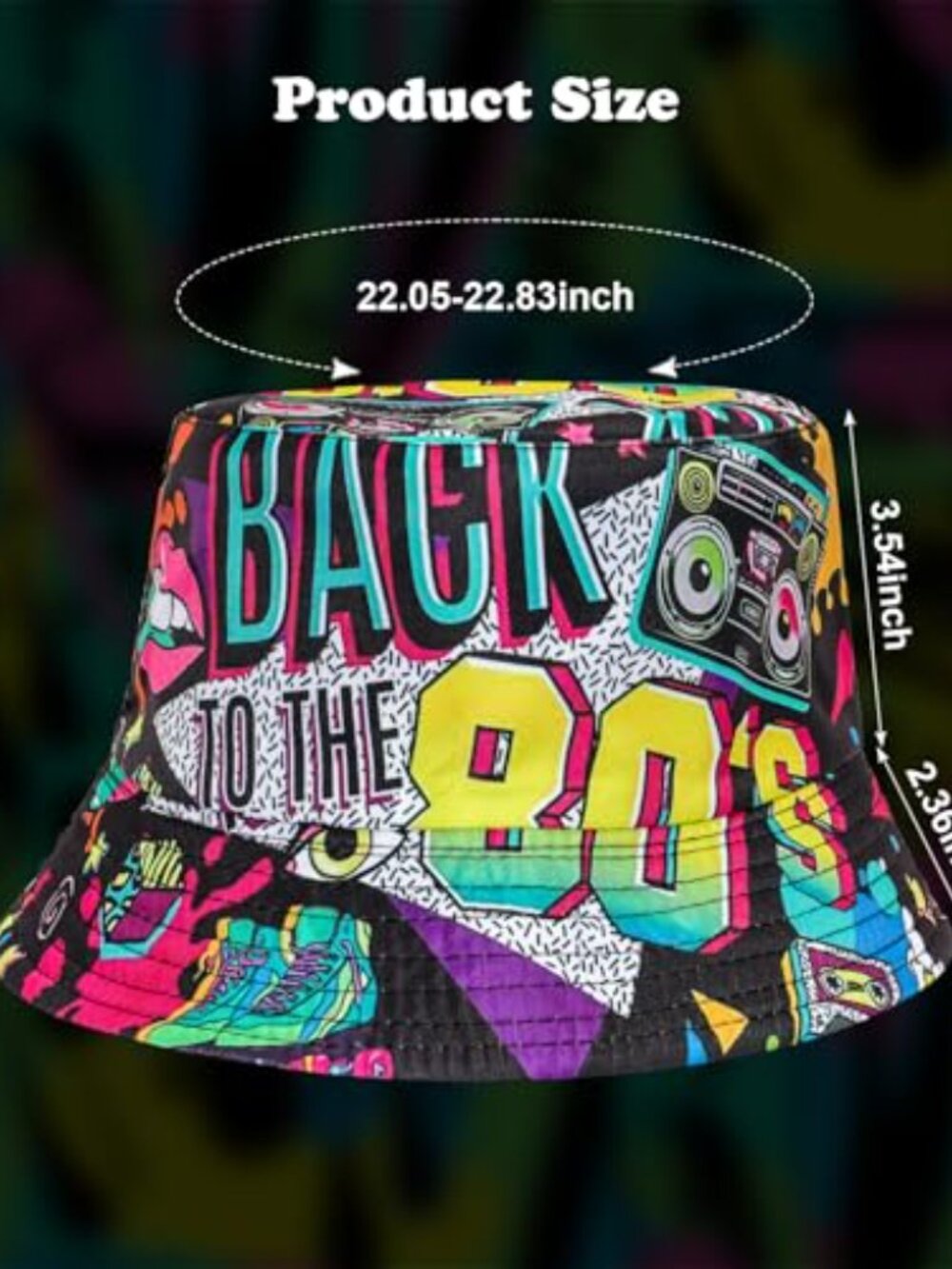 Fashion 80s 90s Bucket-Hat Fishing-Hat Packable Fisherman Hat Rave - Picture 2 of 2
